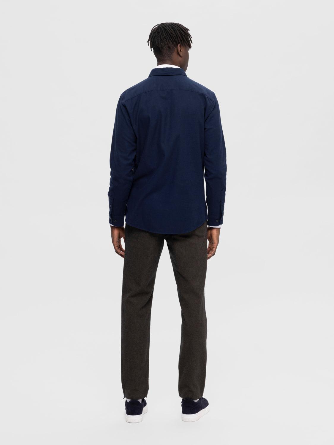 Owen Slim Flannel Skjorte - Blå/ Dark Sapphire